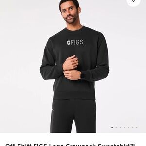 FIGS Men's Black Off-Shift Logo Crewneck Sweatshirt size XXL